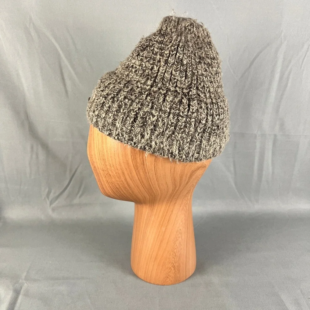 Mens Beanie Hat One Size Brown Chunky Cable Knitted Warm Cuffed Skull Cap